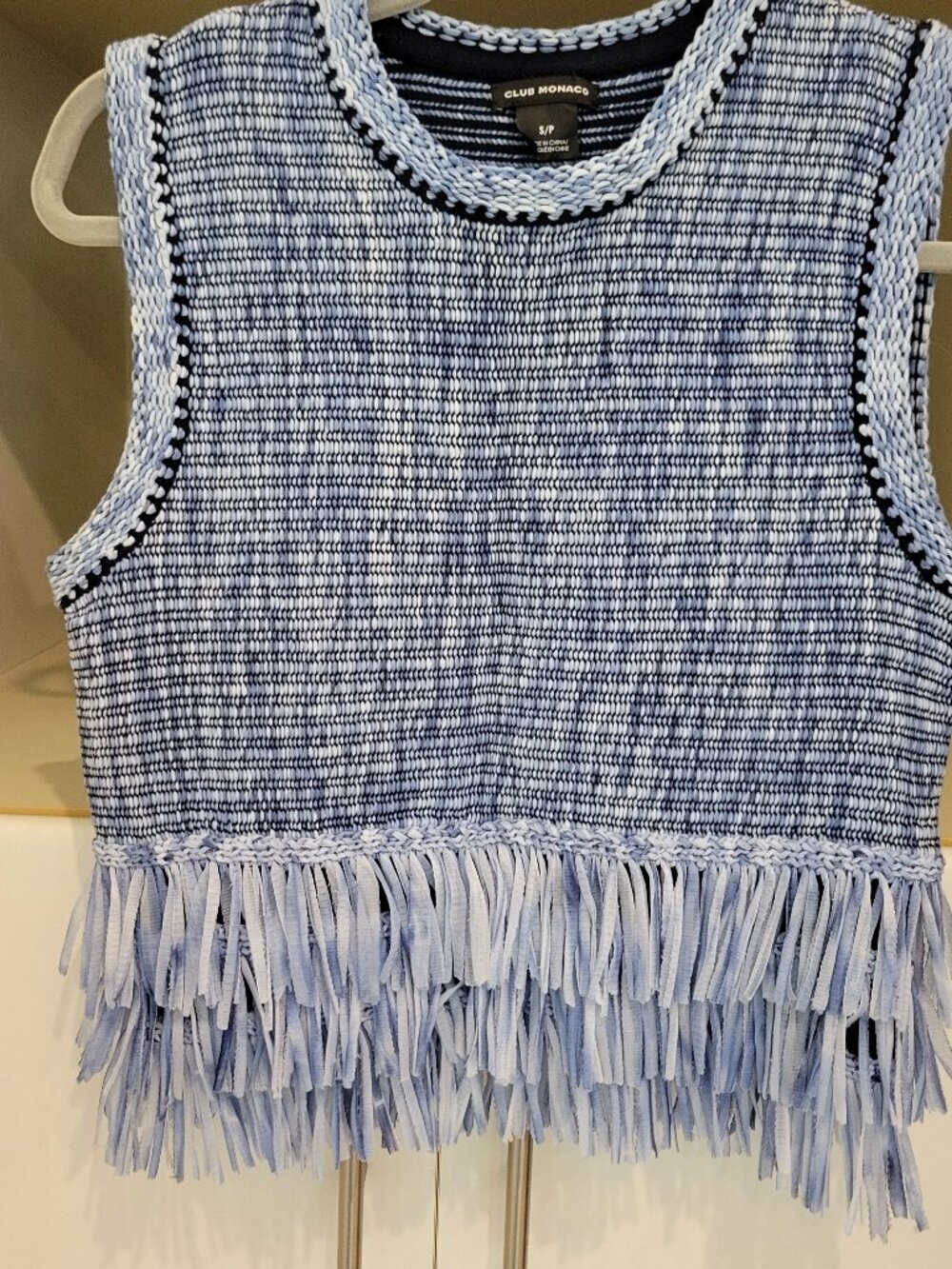 Club Monaco Fringed Knitted Top